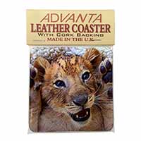 Cute Lion Cub Single Leather Photo Coaster