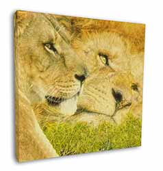 Lions in Love Square Canvas 12"x12" Wall Art Picture Print