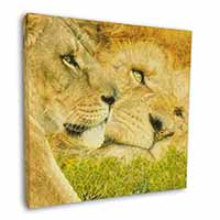 Lions in Love Square Canvas 12"x12" Wall Art Picture Print