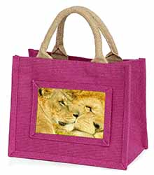 Lions in Love Little Girls Small Pink Jute Shopping Bag