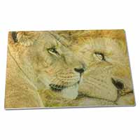 Large Glass Cutting Chopping Board Lions in Love
