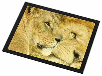 Lions in Love Black Rim High Quality Glass Placemat