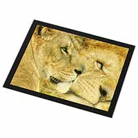 Lions in Love Black Rim High Quality Glass Placemat