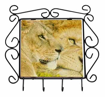 Lions in Love Wrought Iron Key Holder Hooks