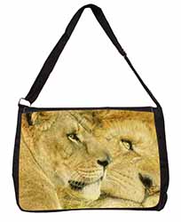 Lions in Love Large Black Laptop Shoulder Bag School/College