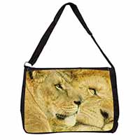 Lions in Love Large Black Laptop Shoulder Bag School/College