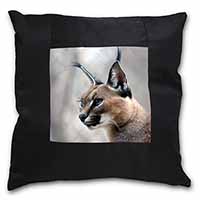 Lynx Caracal Black Satin Feel Scatter Cushion