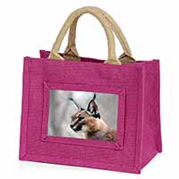 Lynx Caracal Little Girls Small Pink Jute Shopping Bag