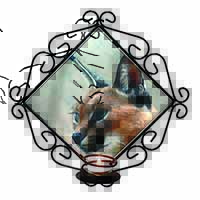 Lynx Caracal Wrought Iron Wall Art Candle Holder
