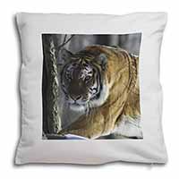 Tiger in Snow Soft White Velvet Feel Scatter Cushion - Advanta Group®
