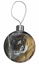 Tiger in Snow Christmas Bauble