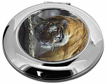 Tiger in Snow Make-Up Round Compact Mirror