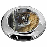 Tiger in Snow Make-Up Round Compact Mirror