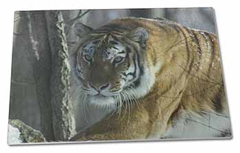 Large Glass Cutting Chopping Board Tiger in Snow