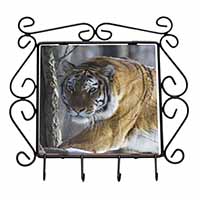 Tiger in Snow Wrought Iron Key Holder Hooks
