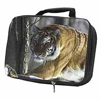 Tiger in Snow Black Insulated School Lunch Box/Picnic Bag