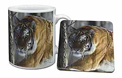 Tiger in Snow Mug and Coaster Set