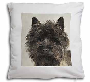 Brindle Cairn Terrier Dog Soft White Velvet Feel Scatter Cushion