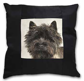 Brindle Cairn Terrier Dog Black Satin Feel Scatter Cushion