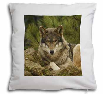 A Beautiful Wolf Soft White Velvet Feel Scatter Cushion
