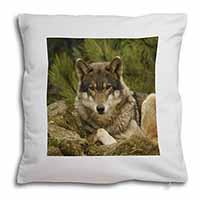 A Beautiful Wolf Soft White Velvet Feel Scatter Cushion