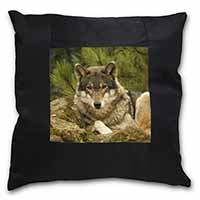 A Beautiful Wolf Black Satin Feel Scatter Cushion
