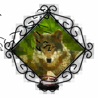 A Beautiful Wolf Wrought Iron Wall Art Candle Holder
