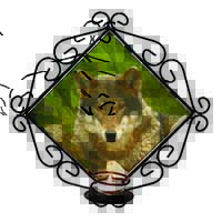 A Beautiful Wolf Wrought Iron Wall Art Candle Holder