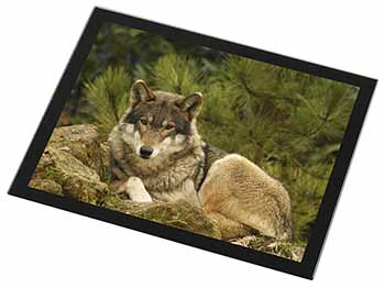 A Beautiful Wolf Black Rim High Quality Glass Placemat