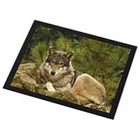 A Beautiful Wolf Black Rim High Quality Glass Placemat