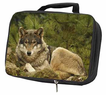 A Beautiful Wolf Black Insulated School Lunch Box/Picnic Bag