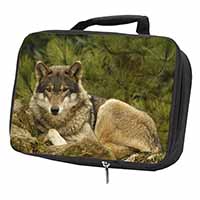 A Beautiful Wolf Black Insulated School Lunch Box/Picnic Bag
