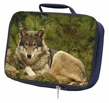 A Beautiful Wolf Navy Insulated School Lunch Box/Picnic Bag