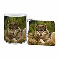 A Beautiful Wolf Mug and Coaster Set