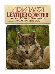 A Beautiful Wolf Single Leather Photo Coaster