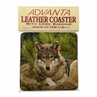 A Beautiful Wolf Single Leather Photo Coaster