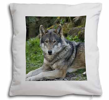 A Gorgeous Wolf Soft White Velvet Feel Scatter Cushion