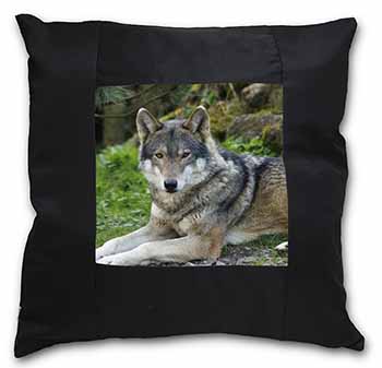 A Gorgeous Wolf Black Satin Feel Scatter Cushion