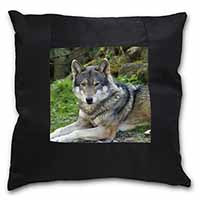 A Gorgeous Wolf Black Satin Feel Scatter Cushion