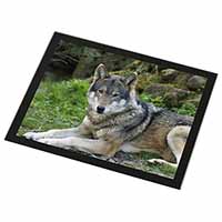 A Gorgeous Wolf Black Rim High Quality Glass Placemat