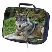 A Gorgeous Wolf Navy Insulated School Lunch Box/Picnic Bag