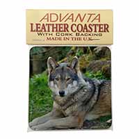 A Gorgeous Wolf Single Leather Photo Coaster