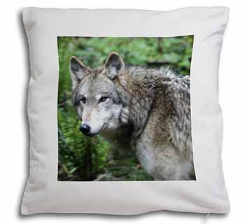 Grey Wolf Soft White Velvet Feel Scatter Cushion