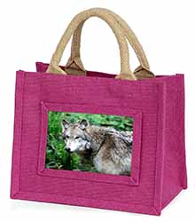 Grey Wolf Little Girls Small Pink Jute Shopping Bag