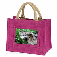 Grey Wolf Little Girls Small Pink Jute Shopping Bag