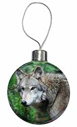 Grey Wolf Christmas Bauble