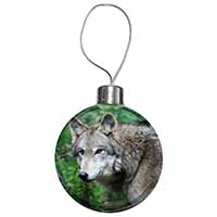 Grey Wolf Christmas Bauble