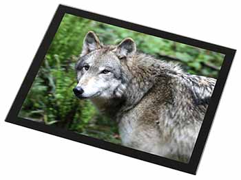 Grey Wolf Black Rim High Quality Glass Placemat