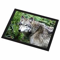 Grey Wolf Black Rim High Quality Glass Placemat