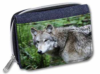 Grey Wolf Unisex Denim Purse Wallet